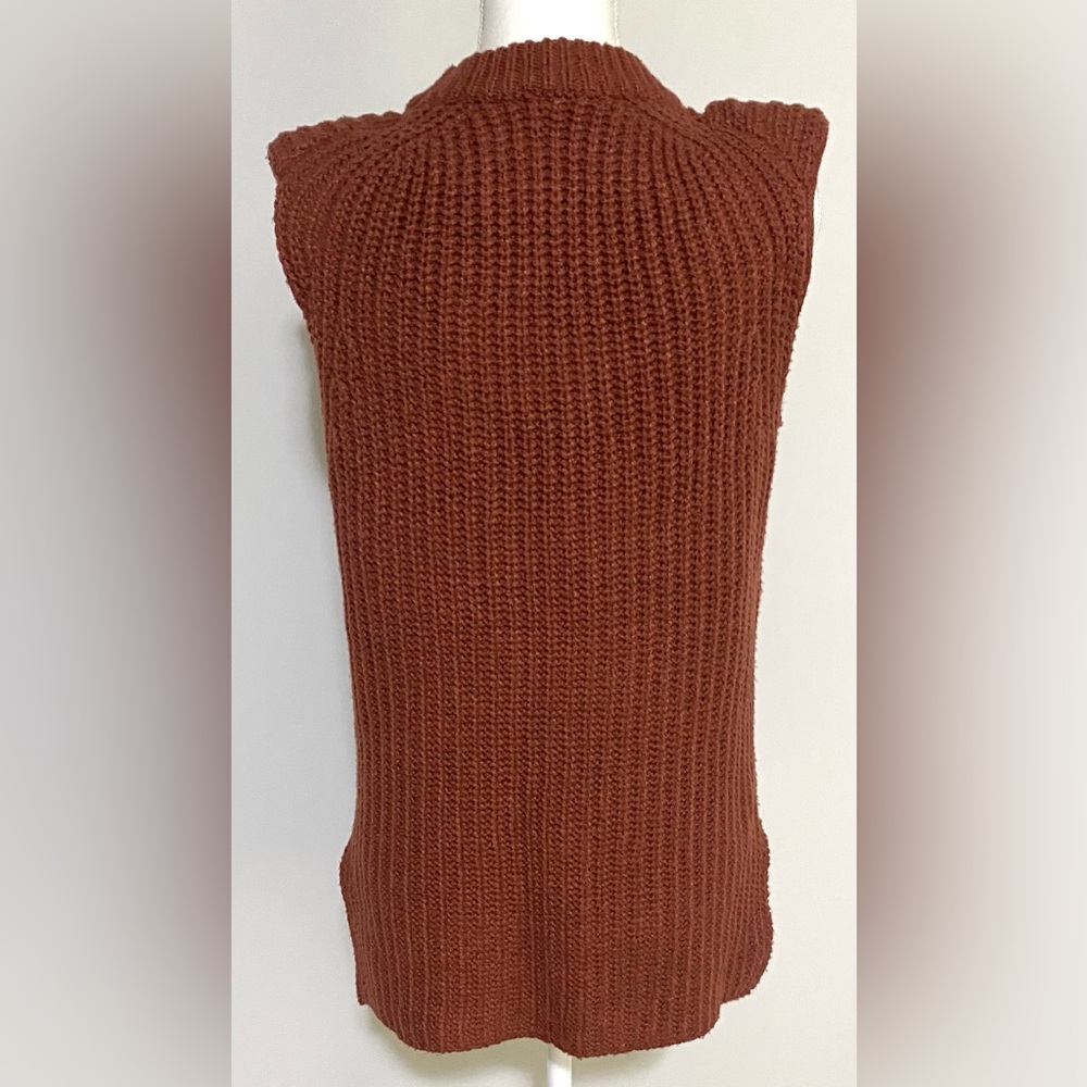 Glam Womens L Brown Sleeveless Sweater Boho Y2K Fall 90s Minimalism Streetwear - Picture 3 of 12